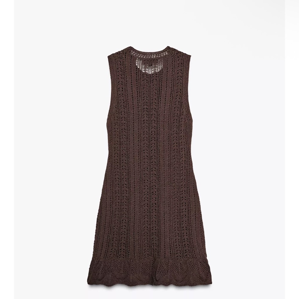 ZARA Brown Sleeveless Crochet Dress! NWT